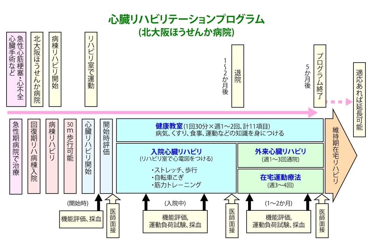 心臓リハビリテーションプログラムの図解
